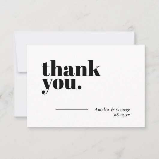 Eenvoudige bruiloft dank u kaarten plat minimalist (Voorkant)