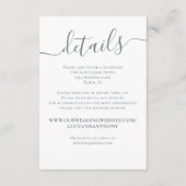 Eenvoudige bruiloft details kalligrafie script bla informatiekaartje (Voorkant)