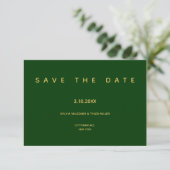 Eenvoudige bruiloft Emerald Green-minimalist Save The Date (Staand voorkant)