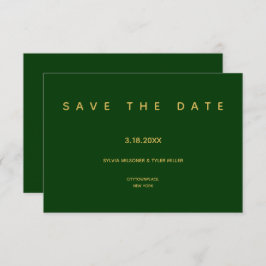 Eenvoudige bruiloft Emerald Green-minimalist Save The Date