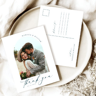 Eenvoudige bruiloft foto Dank je Briefkaart