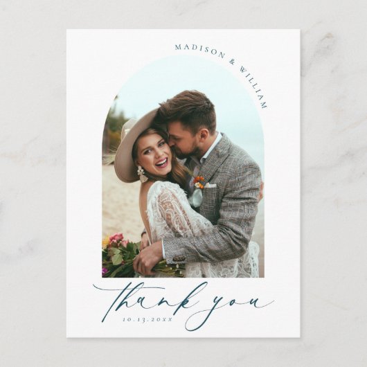 Eenvoudige bruiloft foto Dank je Briefkaart (Voorkant)
