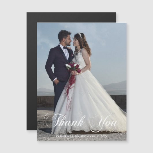 Eenvoudige bruiloft Foto Dank je magnetische kaart (Voorkant / Achterkant)