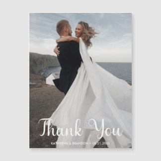 Eenvoudige bruiloft Foto Dank je magnetische kaart