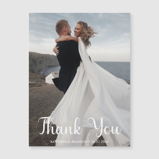 Eenvoudige bruiloft Foto Dank je magnetische kaart (Voorkant)