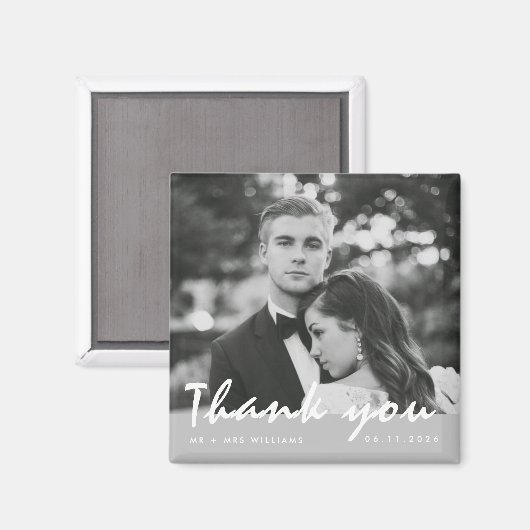 Eenvoudige bruiloft foto dank u gunst magneet (Voorkant / Achterkant)