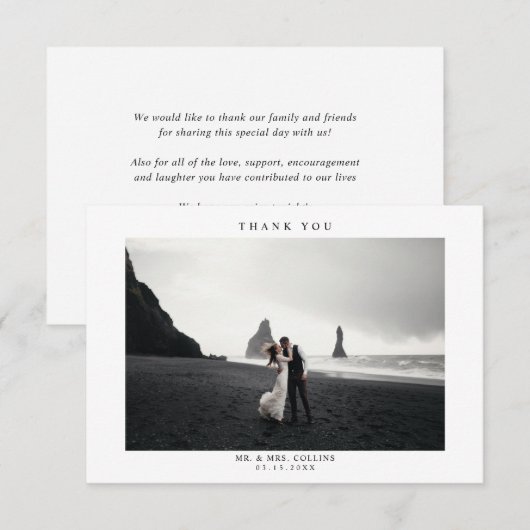Eenvoudige bruiloft foto Hartelijk dank Bedankkaart (Voorkant / Achterkant)