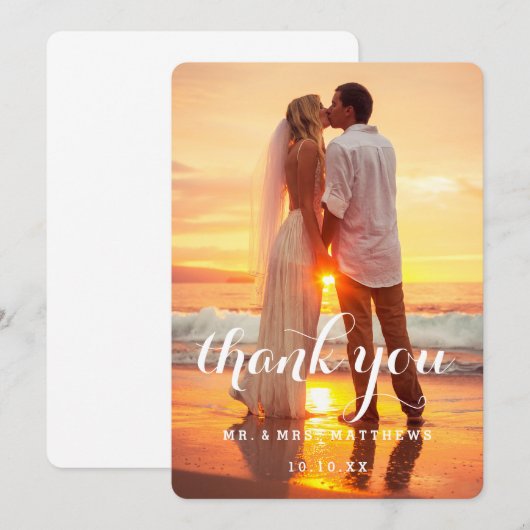 Eenvoudige bruiloft foto Hartelijk dank Bedankkaart (Voorkant / Achterkant)