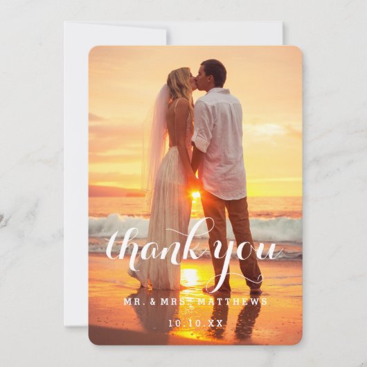 Eenvoudige bruiloft foto Hartelijk dank Bedankkaart (Voorkant)