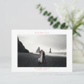 Eenvoudige bruiloft foto Hartelijk dank Roze credi Bedankkaart (Staand voorkant)