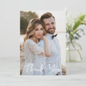 Eenvoudige bruiloft foto Je groet toevoegen Bedankkaart (Staand voorkant)