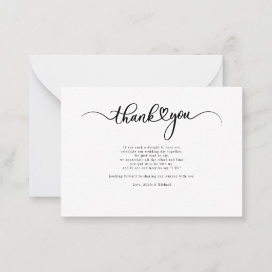 Eenvoudige bruiloft foto met handschrift Hartelijk Notitiekaartje (Achterkant)