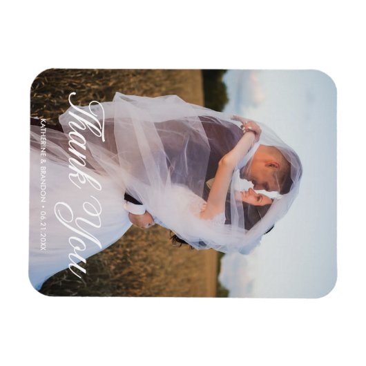 Eenvoudige bruiloft foto Naam en datum toevoegen B Magneet (Horizontaal)