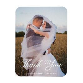 Eenvoudige bruiloft foto Naam en datum toevoegen B Magneet