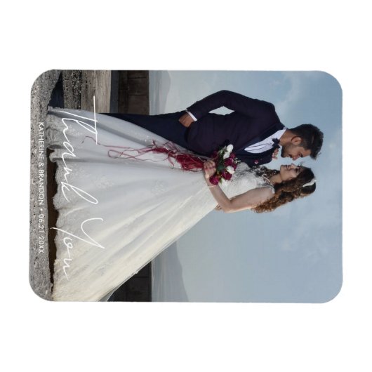 Eenvoudige bruiloft foto Namen en datum toevoegen  Magneet (Horizontaal)