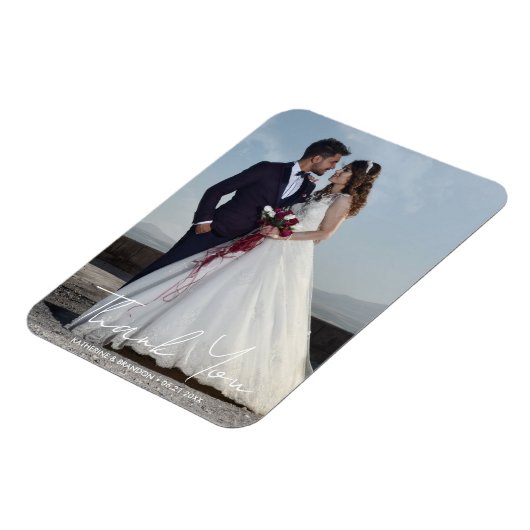 Eenvoudige bruiloft foto Namen en datum toevoegen Magneet (Linkerzijde)