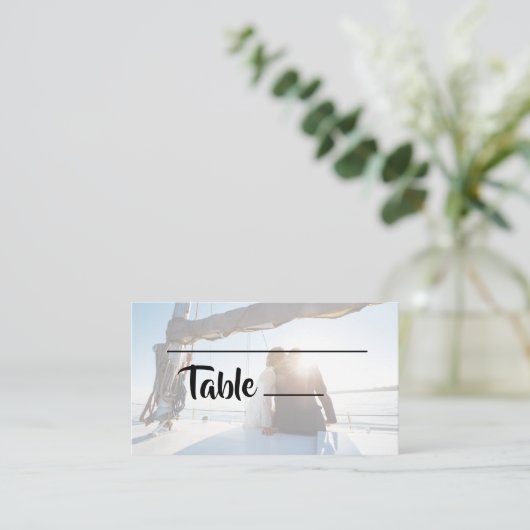 Eenvoudige bruiloft foto plaats kaart plaatskaartje (Staand voorkant)