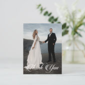 Eenvoudige bruiloft foto Voeg je groet toe Dank je Briefkaart (Staand voorkant)