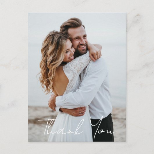 Eenvoudige bruiloft foto Voeg je groet toe Dank je Briefkaart (Voorkant)