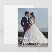 Eenvoudige bruiloft foto Voeg je groet toe Dank je Briefkaart (Voorkant / Achterkant)