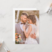 Eenvoudige bruiloft foto Voeg je groet toe Dank je Kaart (Voorkant / Achterkant in situ)