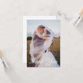 Eenvoudige bruiloft foto Voeg je groet toe Dank je Kaart (Voorkant / Achterkant in situ)