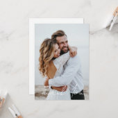 Eenvoudige bruiloft foto Voeg je groet toe Dank je Kaart (Voorkant / Achterkant in situ)