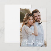 Eenvoudige bruiloft foto Voeg je groet toe Dank je Notitiekaartje (Voorkant / Achterkant)