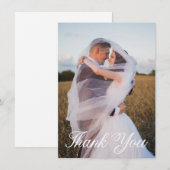 Eenvoudige bruiloft foto Voeg je groet toe Dank je Notitiekaartje (Voorkant / Achterkant)