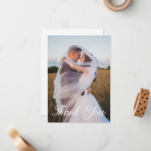 Eenvoudige bruiloft foto Voeg je groet toe Dank je Notitiekaartje (Voorkant / Achterkant in situ)