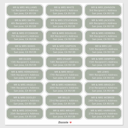 Eenvoudige bruiloft gasten adres 27 ontvangers lab sticker (Vel)