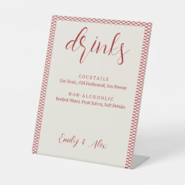 Eenvoudige bruiloft handtekening drinken reclamebord met voetstuk