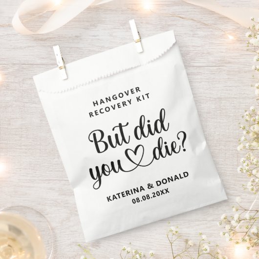 Eenvoudige bruiloft Hangover Recovery Kit Bedankzakje (Geknipt)