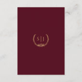 Eenvoudige bruiloft in Burgundy Gold Floral - Deta Informatiekaartje (Achterkant)