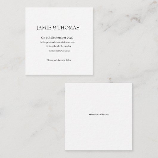 Eenvoudige bruiloft informatiekaartje (Voorkant / Achterkant)