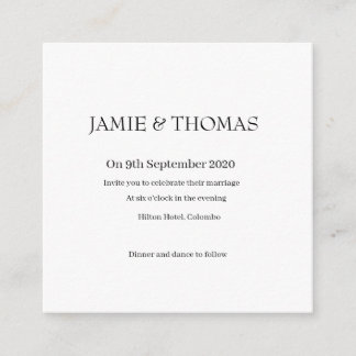 Eenvoudige bruiloft informatiekaartje