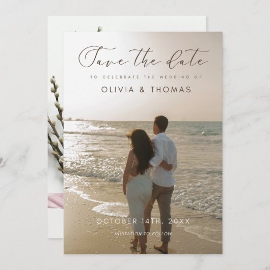 eenvoudige bruiloft kaart (Voorkant / Achterkant)