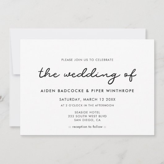 Eenvoudige bruiloft kaart (Voorkant)