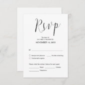 Eenvoudige bruiloft kalligrafie, zwart, diner RSVP Informatiekaartje (Voorkant / Achterkant)