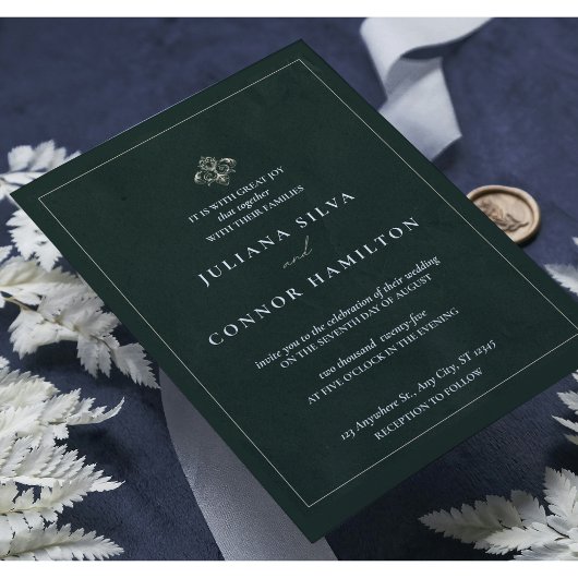 Eenvoudige bruiloft, klassieke monogram bruiloft, kaart