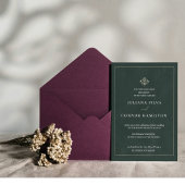 Eenvoudige bruiloft, klassieke monogram bruiloft,  kaart