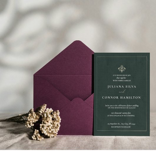 Eenvoudige bruiloft, klassieke monogram bruiloft,  kaart