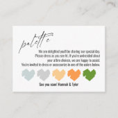 Eenvoudige bruiloft kleding kleur palet suggesties informatiekaartje (Voorkant)