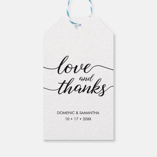 Eenvoudige bruiloft liefde en bedankt Script Custo Cadeaulabel (Achterkant)
