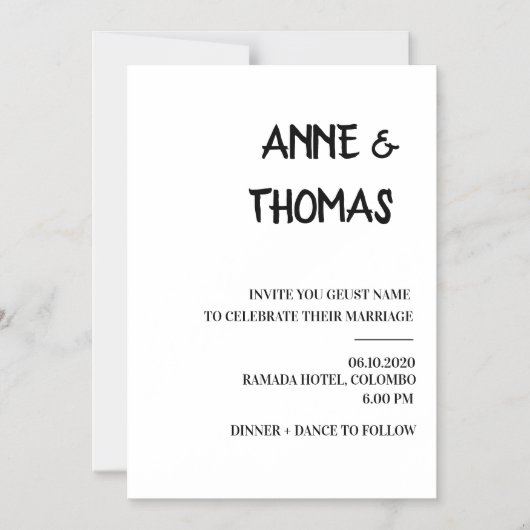Eenvoudige bruiloft magnetische uitnodiging (Voorkant)