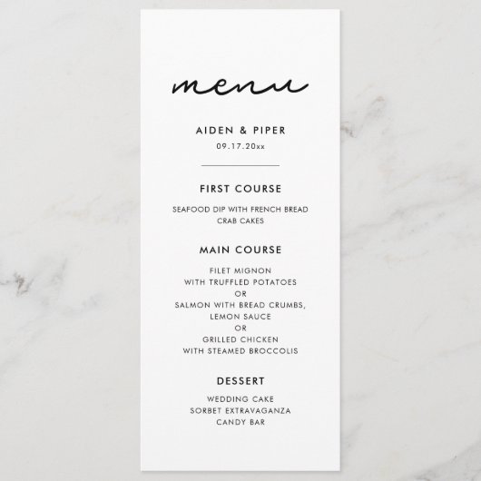 Eenvoudige bruiloft menu (Voorkant)