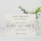 Eenvoudige bruiloft met elegant script save the date (Staand voorkant)