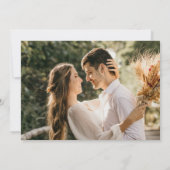 Eenvoudige bruiloft met elegant script save the date (Achterkant)