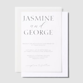 Eenvoudige bruiloft met elegant script vellum uitnodigingen