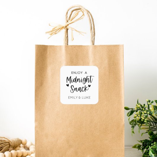 Eenvoudige bruiloft Midnight Snack Favor Stickers